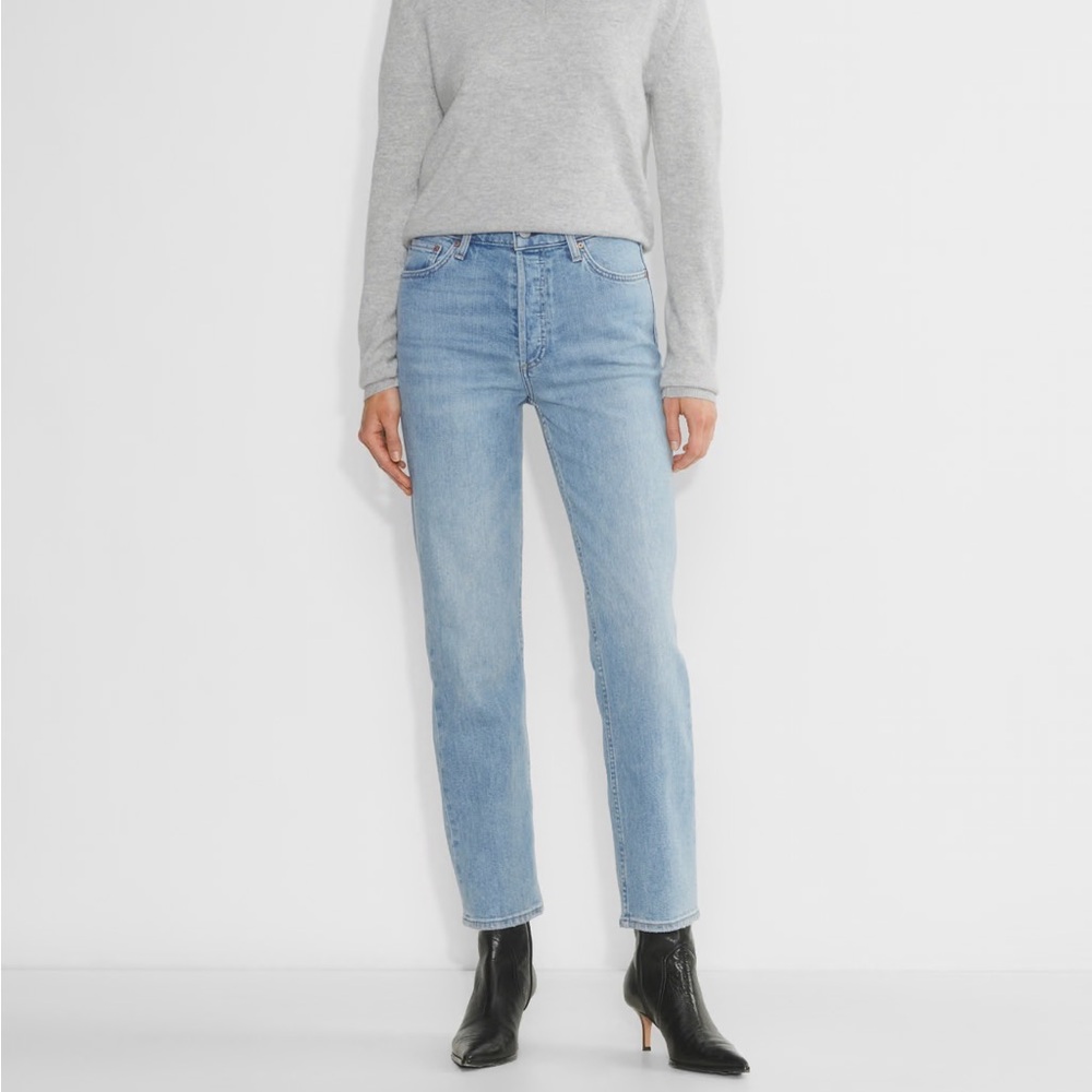Classic Aritzia Denim Forum Blue Straight Leg Jeans